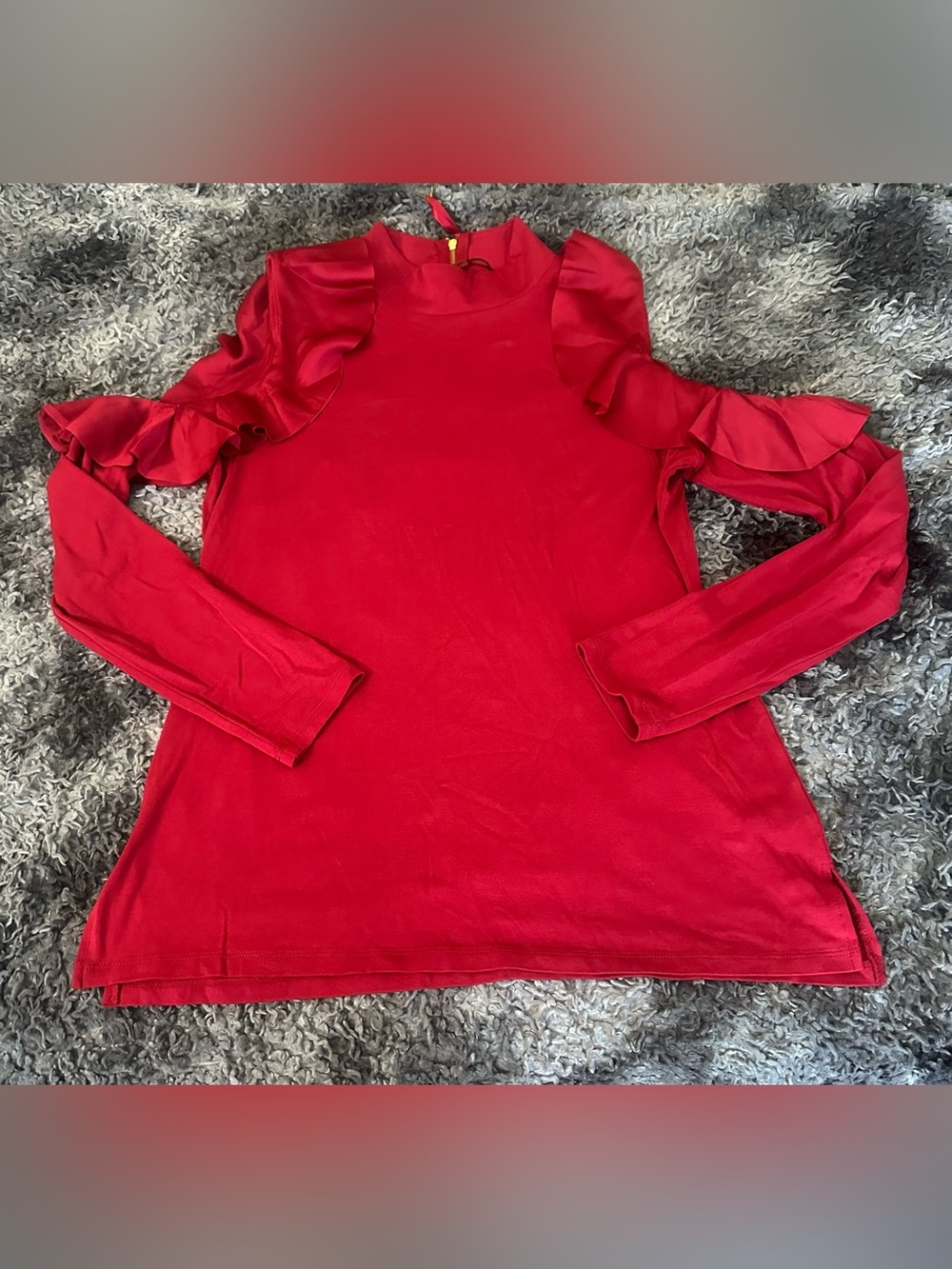NWT Love Scarlett Red Cold-Shoulder Ruffle Top Medium